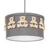 Hanglamp Mis, grijs met houten beren, 1-lamp