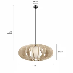 Hanglamp Modern A L met houten lamellen, Ø 60 cm