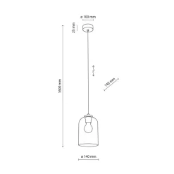 Hanglamp Molly, transparant, Ø 14 cm, metaal/glas