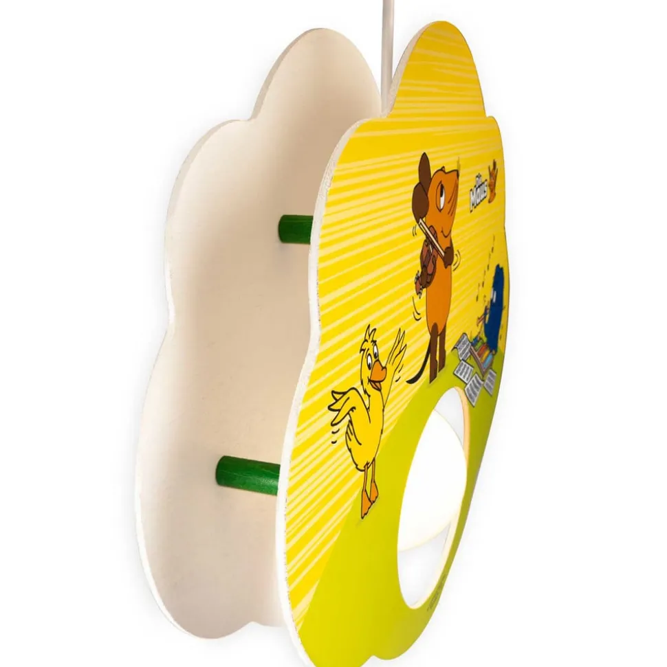 Hanglamp Mouse, geel, hout, E27, 1-lamp