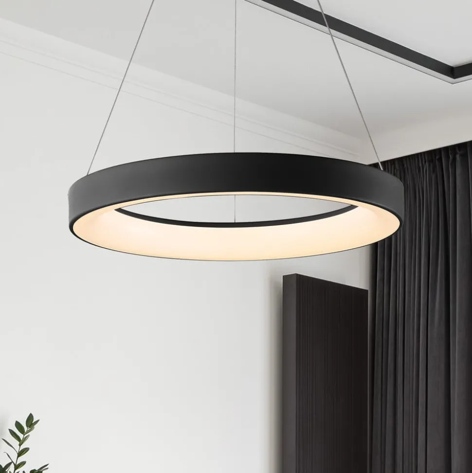 Hanglamp Niseko II, afstandsbediening, Ø 38 cm, zwart