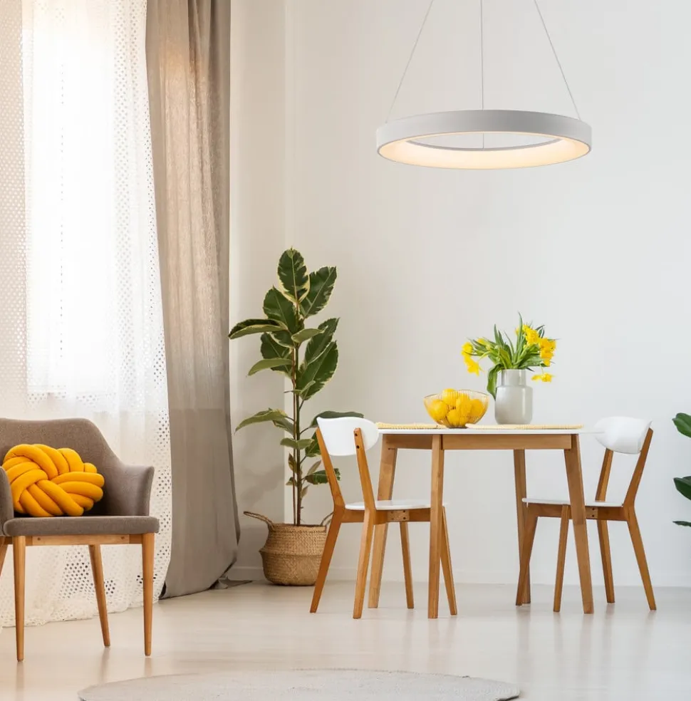 Hanglamp Niseko II, afstandsbediening, Ø 38 cm, wit