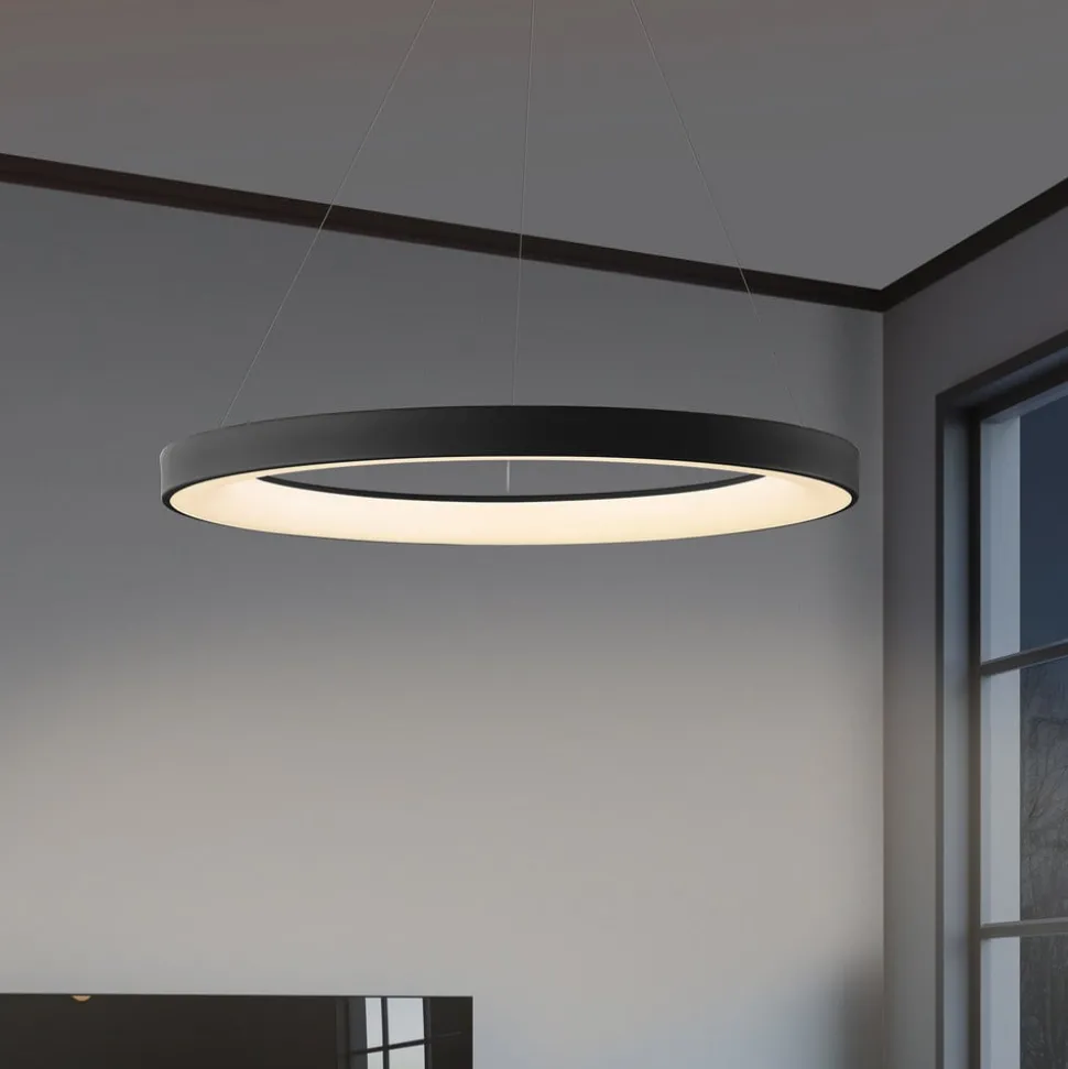 Hanglamp Niseko II, afstandsbediening, Ø 50 cm, zwart
