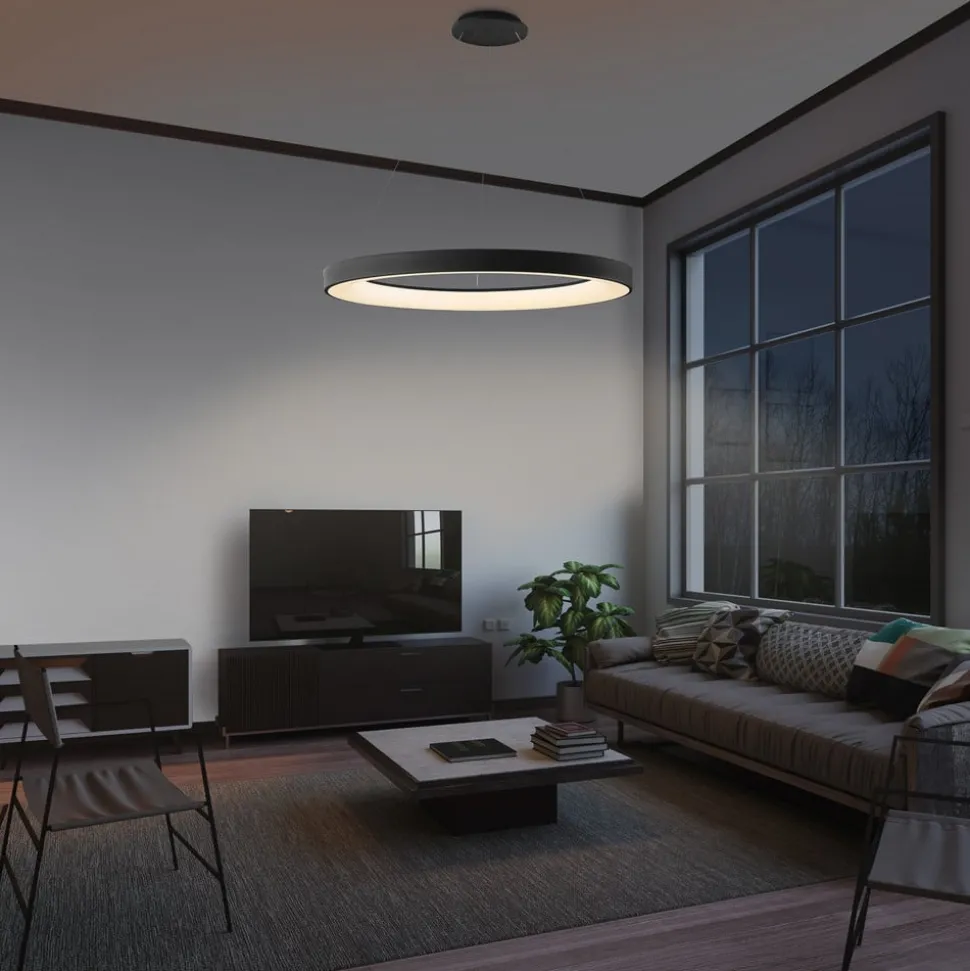 Hanglamp Niseko II, afstandsbediening, Ø 50 cm, zwart