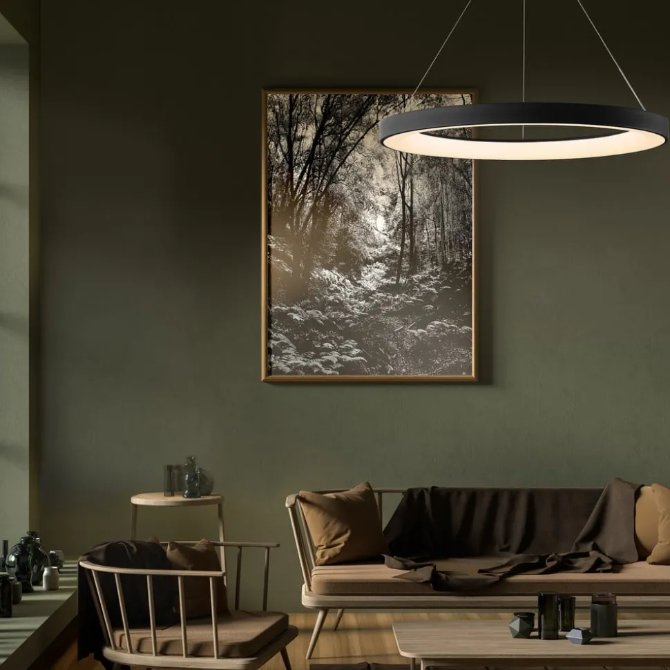 Hanglamp Niseko II, afstandsbediening, Ø 50 cm, zwart