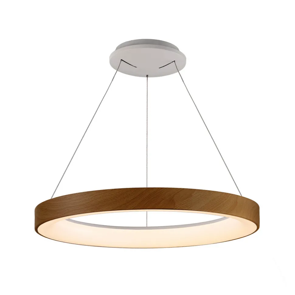 Hanglamp Niseko II, afstandsbediening, Ø 50cm houtkleurig