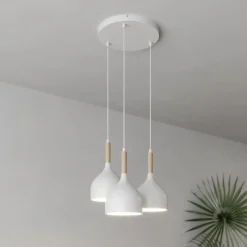 Hanglamp Noak 3-lamps rond wit/hout naturel