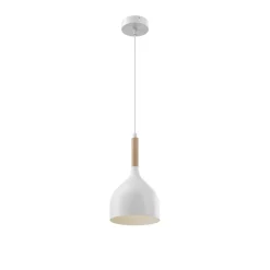 Hanglamp Noak, wit/hout naturel, Ø 17 cm