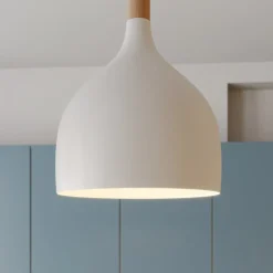 Hanglamp Noak, wit/hout naturel, Ø 17 cm