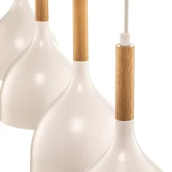 Hanglamp Noak, wit/hout naturel, 4-lamps lang