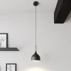 Hanglamp Noak, zwart/natuurlijk hout, Ø 17 cm