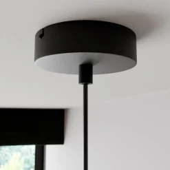 Hanglamp Noak, zwart/natuurlijk hout, Ø 17 cm