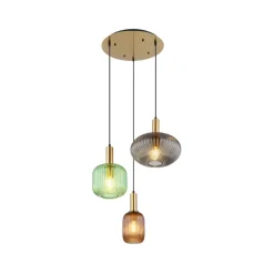 Hanglamp Normy, Ø 55 cm, gekleurd, glas, 3-lamps.