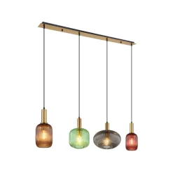 Hanglamp Normy, lengte 115 cm, gekleurd, glas, 4-lamps.