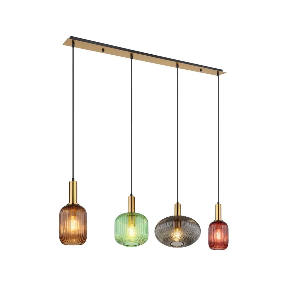 Hanglamp Normy, lengte 115 cm, gekleurd, glas, 4-lamps.