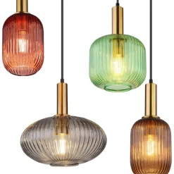 Hanglamp Normy, lengte 125 cm, kleurrijk, glas, 8-lamps.