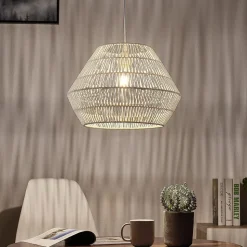 Hanglamp Ottavio van papieren vlechtwerk, wit