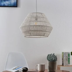 Hanglamp Ottavio van papieren vlechtwerk, wit