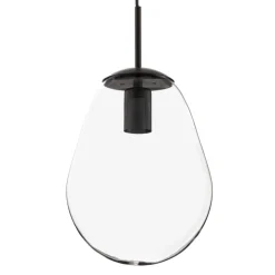 Hanglamp Pear S met glazen kap, zwart