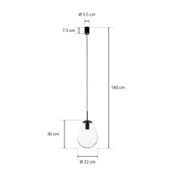 Hanglamp Pear S met glazen kap, zwart