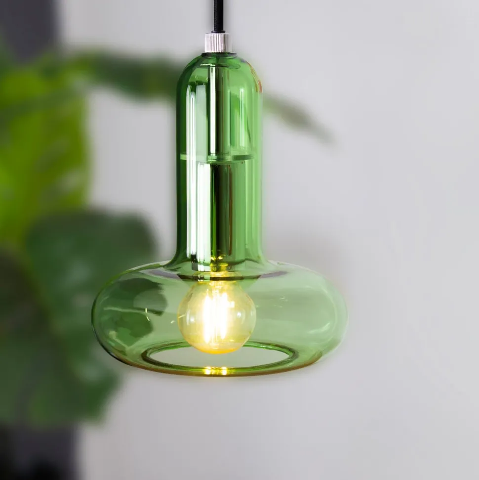 Hanglamp Perseus, groen, Ø 15 cm, glas, dimbaar