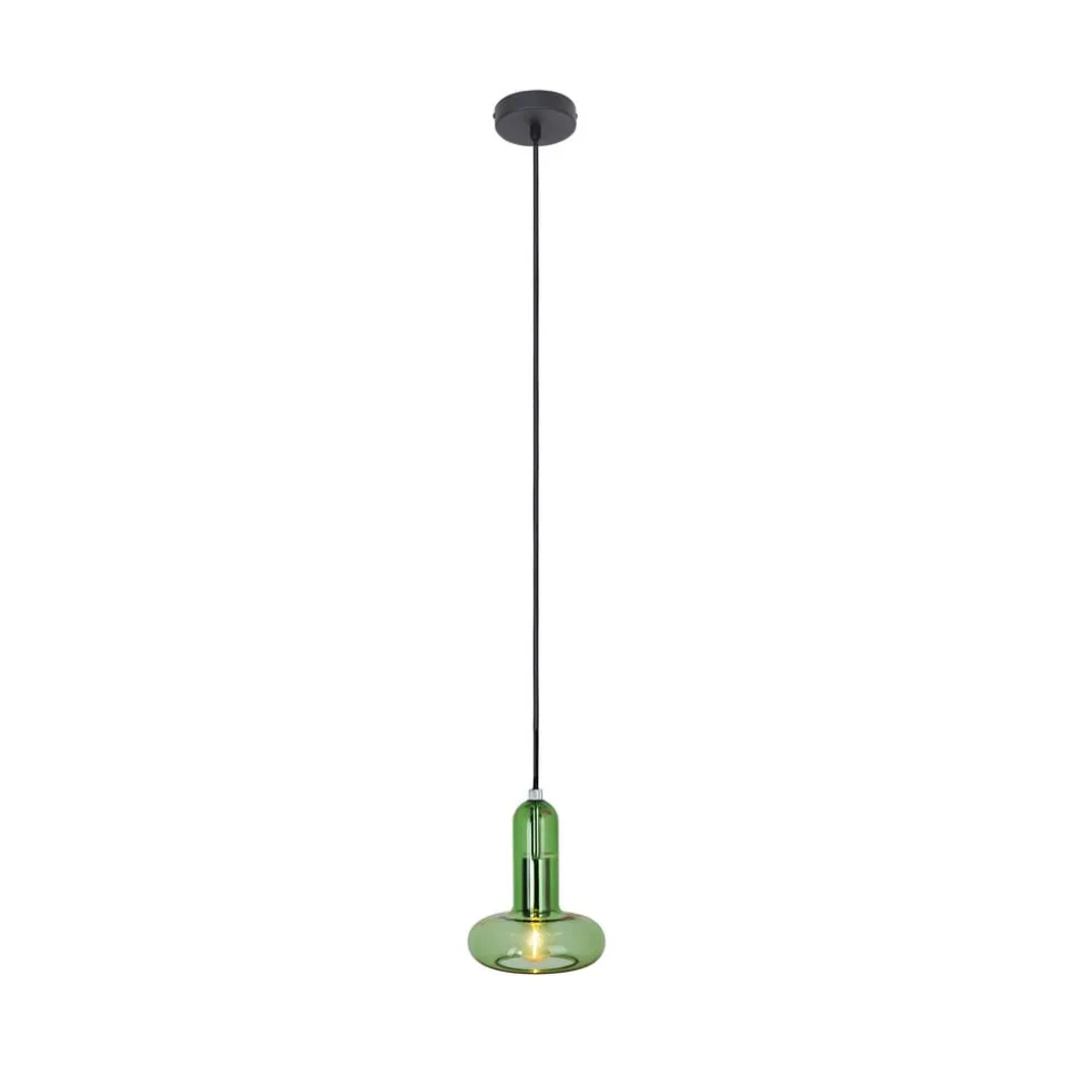 Hanglamp Perseus, groen, Ø 15 cm, glas, dimbaar