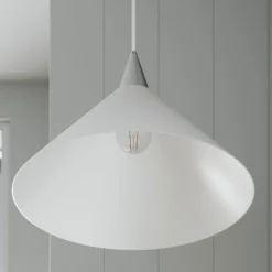 Hanglamp Petra, wit, glas, Ø 40 cm, kegel, E27