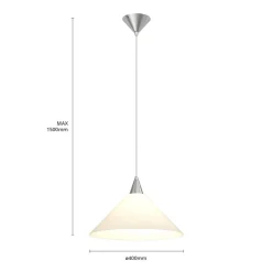 Hanglamp Petra, wit, glas, Ø 40 cm, kegel, E27