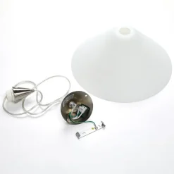 Hanglamp Petra, wit, glas, Ø 40 cm, kegel, E27