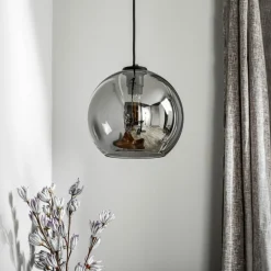 Hanglamp Polaris, spiegelend glas, rookkleurig