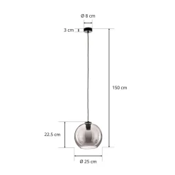 Hanglamp Polaris, spiegelend glas, rookkleurig