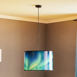 Hanglamp Print L Hemel met poollicht turkoois