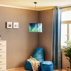 Hanglamp Print L Hemel met poollicht turkoois