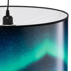 Hanglamp Print L Hemel met poollicht turkoois