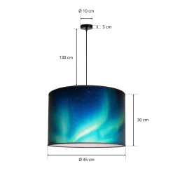 Hanglamp Print L Hemel met poollicht turkoois
