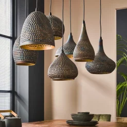 Hanglamp Punchray, 7-lamps, formenmix