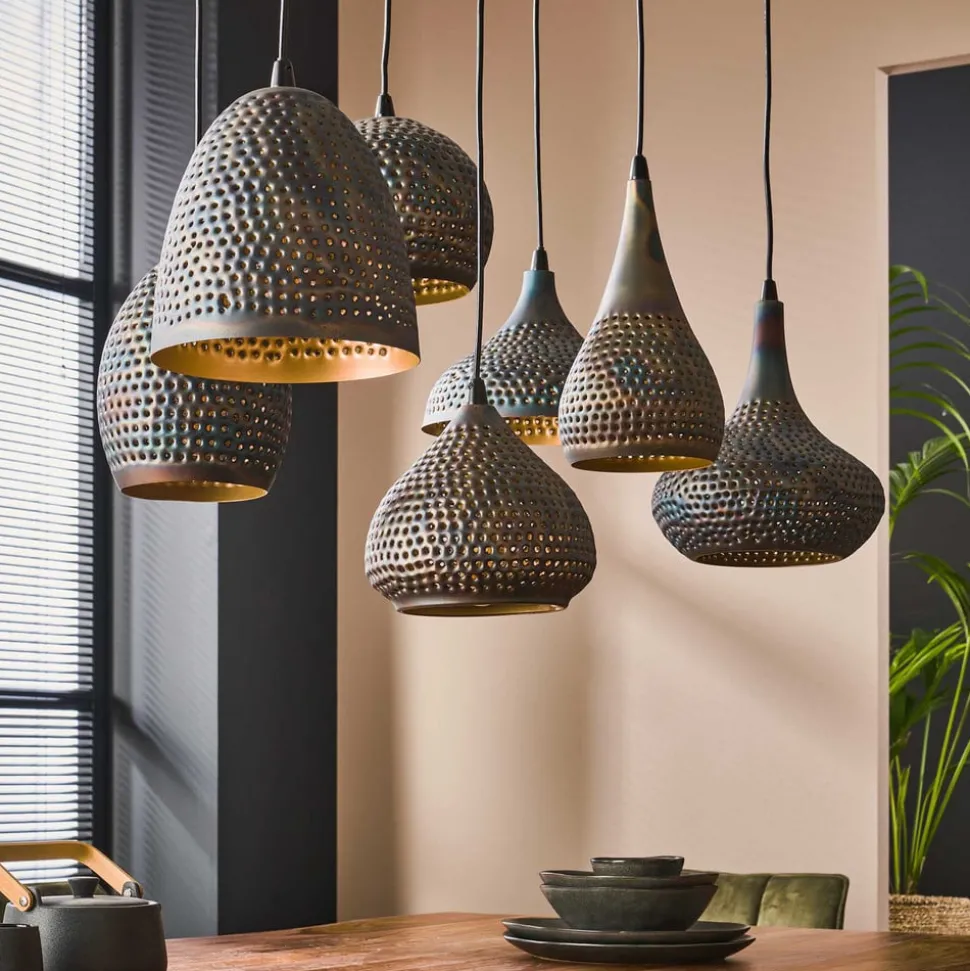 Hanglamp Punchray, 7-lamps, formenmix