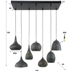 Hanglamp Punchray, 7-lamps, formenmix