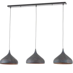 Hanglamp Punchray, 3-lamps trechtervormig