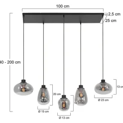 Hanglamp Reflexion, 5-lamps 100x30cm