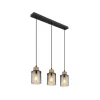 Hanglamp Reid, 3-lamps, zwart/rook