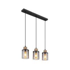 Hanglamp Reid, 3-lamps, zwart/rook
