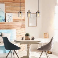 Hanglamp Reid, 3-lamps, zwart/rook