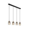Hanglamp Reid, 4-lamps, zwart/rook