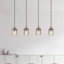 Hanglamp Reid, 4-lamps, zwart/rook