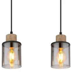 Hanglamp Reid, 4-lamps, zwart/rook