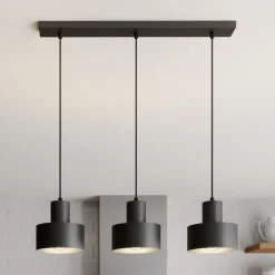 Hanglamp Rif, lineair 3-lamps, zwart