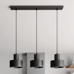 Hanglamp Rif, lineair 3-lamps, zwart
