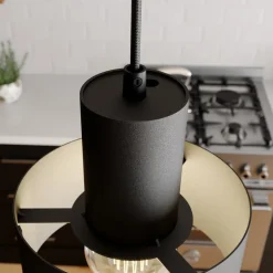 Hanglamp Rif, lineair 2-lamps, zwart