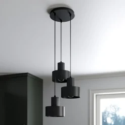 Hanglamp Rif, rond, 3-lamps, zwart